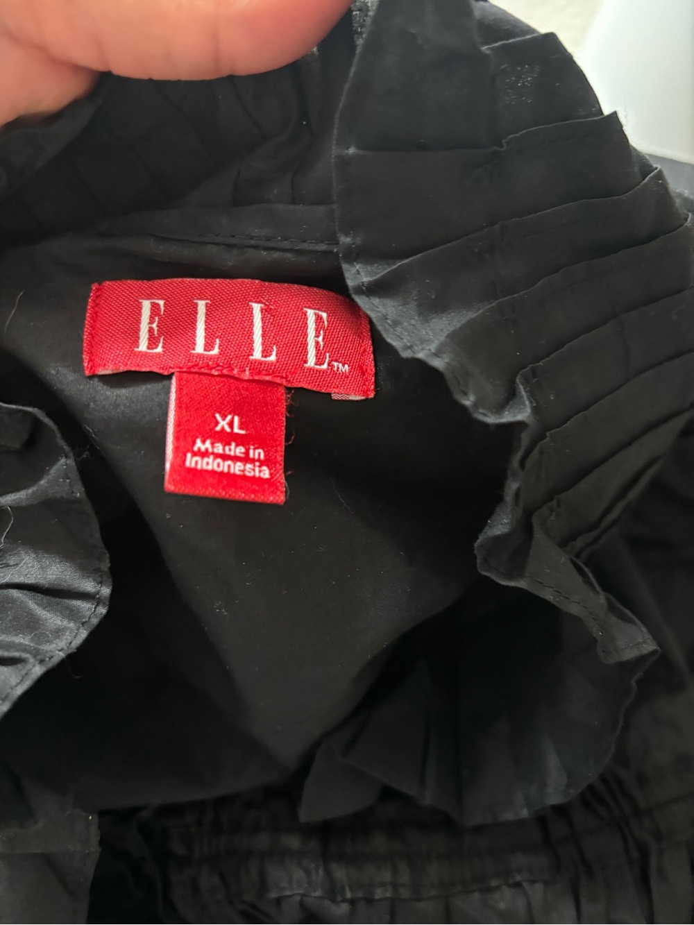 ELLE Black Ruffle-Trim Peplum Button-Down Shirt - Picture 4 of 5